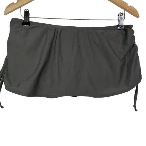 MERONA WOMEN'S GRAY SWIM SKIRT WITH DRAWSTRING RUCHED SIDES SIZE MEDIUM-EUC - Picture 2 of 4